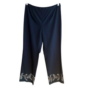 Ann Taylor LOFT Black‎ Pants Womens 10P Embroidered Stretch Career Dress Pants